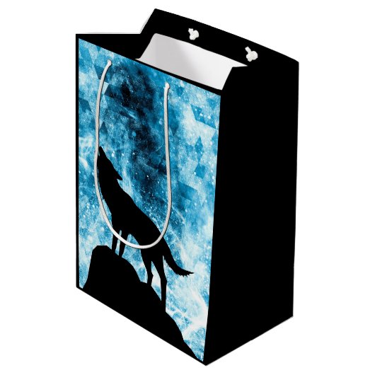 ハウリングウルフウィンスノーブルースモーク抽象芸術 ミディアムペーパーバッグ (裏面アングル)