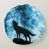 ハウリングウルフウィンスノーブルースモーク抽象芸術 ラウンドクッション (裏面)
