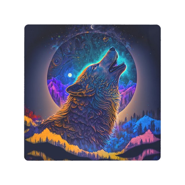 ハウリングウルフシュレアルファンタジー メタルプリント (正面)