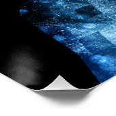 ハウリングウルフブルー輝く煙シルエット黒 ポスター (コーナー)