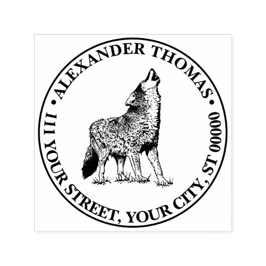 ハウリングウルフヴィンテージスケッチ名差出人住所 セルフインキングスタンプ (デザイン)