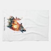 ハウリングウルフ二重露出サンセットパーソナライズされた キッチンタオル (横)