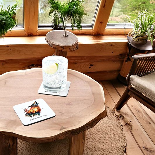 ハウリングウルフ二重露出サンセットパーソナライズされた コースター