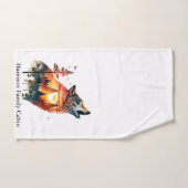 ハウリングウルフ二重露出サンセットパーソナライズされた ハンドタオル (ハンドタオル)