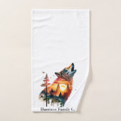 ハウリングウルフ二重露出サンセットパーソナライズされた ハンドタオル (ハンドタオル)