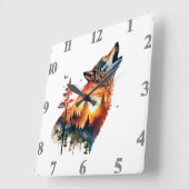 ハウリングウルフ二重露出サンセット スクエア壁時計 (傾斜)
