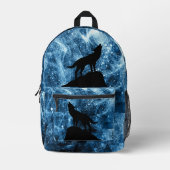 ハウリングウルフ抽象芸術ブルーブラック プリントバックパック (正面)