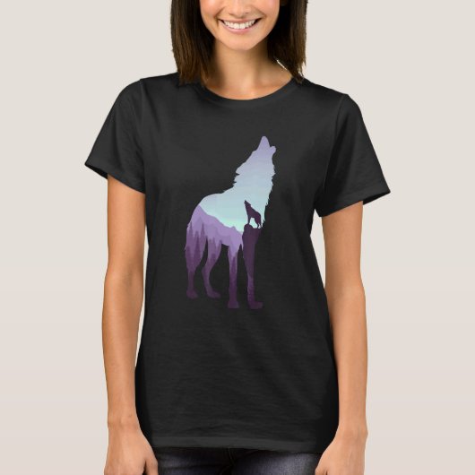 ハウリングウルフ野生動物捕食動物の森の自然 Tシャツ (正面)