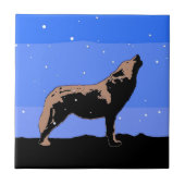 ハウリングウルフin冬 – オリジナルワイルドライフアート タイル (正面)