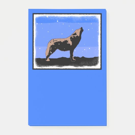 ハウリングウルフin冬 – オリジナルワイルドライフアート ポストイット (正面)
