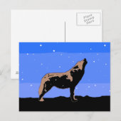 ハウリングウルフin冬 – オリジナルワイルドライフアート ポストカード (正面/裏面)