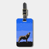 ハウリングウルフin冬 – オリジナルワイルドライフアート ラゲッジタグ (正面縦)