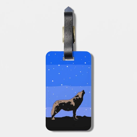 ハウリングウルフin冬 – オリジナルワイルドライフアート ラゲッジタグ (裏面縦)