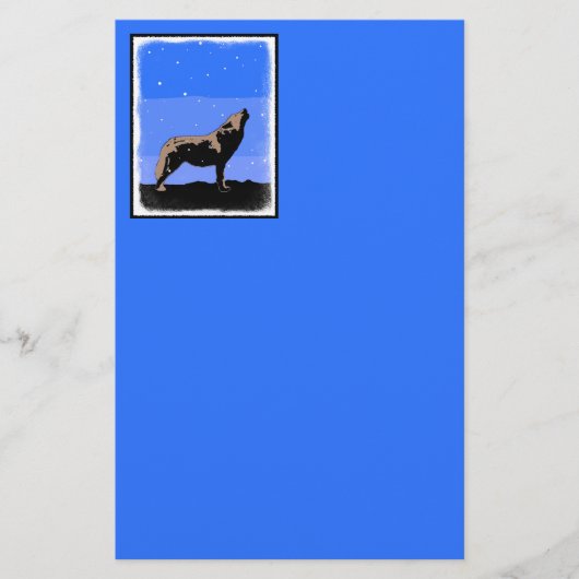 ハウリングウルフin冬 – オリジナルワイルドライフアート 便箋 (正面)