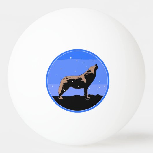 ハウリングウルフin冬 – オリジナルワイルドライフアート 卓球ボール (正面)
