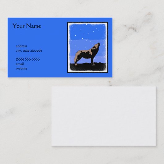 ハウリングウルフin冬 – オリジナルワイルドライフアート 名刺 (正面/裏面)