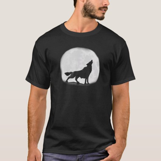 ハウリングオオカミと大カッコいい月 Tシャツ (正面)
