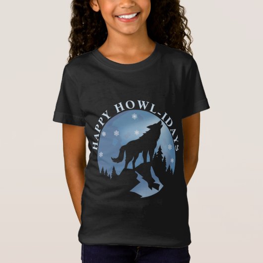 ハウリングオオカミと月で楽しい休日 Tシャツ (正面)