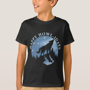 ハウリングオオカミと月で楽しい休日 Tシャツ