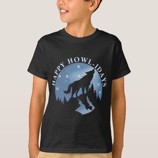 ハウリングオオカミと月で楽しい休日 Tシャツ (正面)