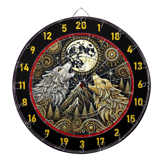 ハウリングオオカミは強さと自由を象徴している ダーツボード (正面)