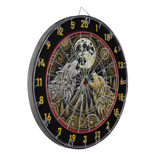 ハウリングオオカミは強さと自由を象徴している ダーツボード (正面左)