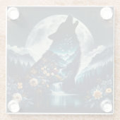 ハウリングオオカミ | Full Moon Ai Art ガラスコースター (裏面)