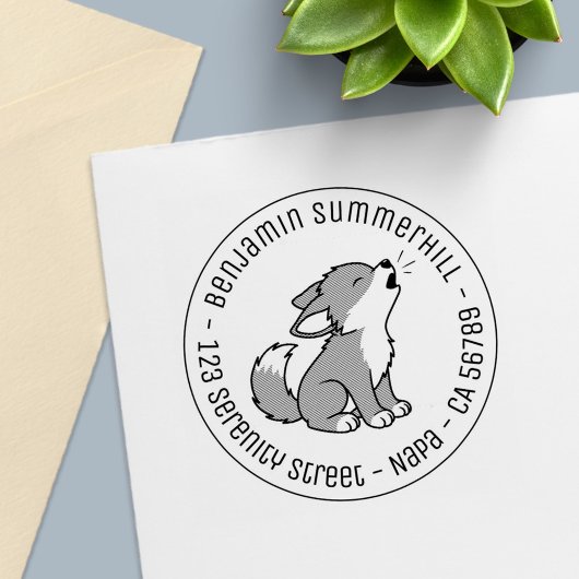 ハウリンググレーウルフパップラウンドアドレス セルフインキングスタンプ