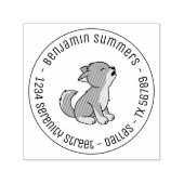 ハウリンググレーウルフパップラウンドアドレス セルフインキングスタンプ (デザイン)