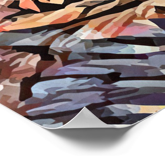 ハウリンググレーウルフ抽象芸術アニマルアート ポスター (角)