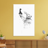 ハウリンググレーウルフ絵画インウォータースタイル キャンバスプリント (インサイチュ (リビング))