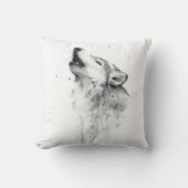 ハウリンググレーウルフ絵画インウォータースタイル クッション (正面)