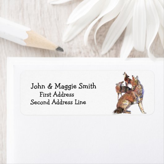 ハウリングコヨーテ – 水彩動物のアドカスタムレス ラベル (インサイチュ)