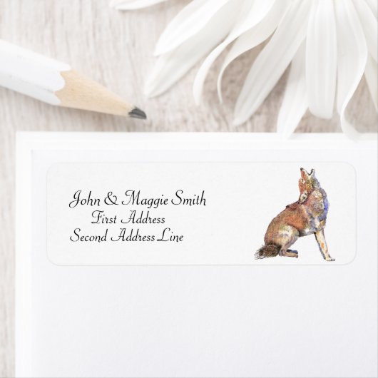 ハウリングコヨーテ – 水彩動物のアドカスタムレス ラベル (インサイチュ)