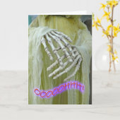 ハウリングスケルトンハロウィーン誕生日カード カード (黄色い花)