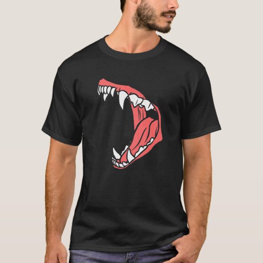 ハウリングスナリングオオカミ犬口怖いホラーハ Tシャツ (正面)
