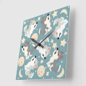 ハウリングベビー狼 スクエア壁時計 (傾斜)