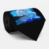 ハウリングホワイトウルフ&ムーンファンタジーアートタイ ネクタイ (ロール)