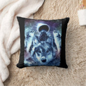 ハウリング・ウルフ・ムーン・ウィンター・ウルフ クッション (ブランケット)