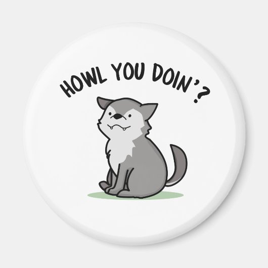 ハウルユードインおもしろいベビーウルフプン マグネット (正面)