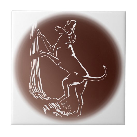 ハウンドグアートセラミックタイル狩りドッグデコール タイル (正面)