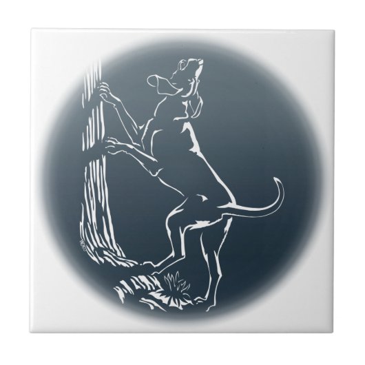 ハウンドグアートセラミックタイル狩りドッグデコール タイル (正面)