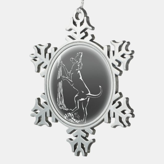 ハウンドッグオーナメント狩りドッグアートデコレーション スノーフレークピューターオーナメント (右)