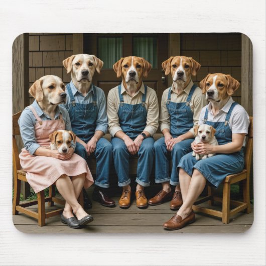ハウンドッグファミリーポートレートオンザポーチ マウスパッド (正面)