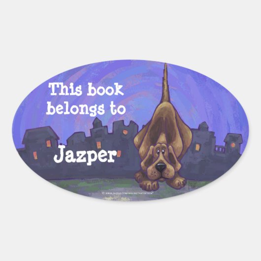 ハウンドッグ文房具 楕円形シール (正面)