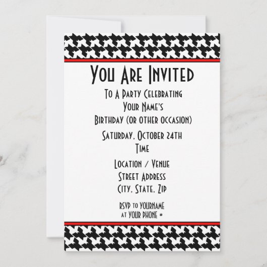 ハウンドトゥースパーティー招待状 招待状 (正面)