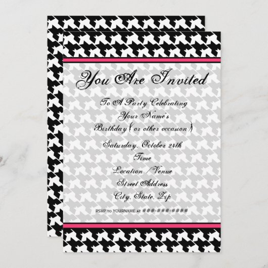 ハウンドトゥース ファッション 招待状 (正面/裏面)