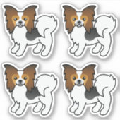 ハウンドトリコラーパピヨンカートゥーン犬のイラストレーション シール (正面)