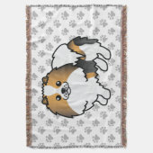 ハウンドトリコラーポメラニア犬かわいい漫画の犬&ポーズ スローブランケット (正面縦)