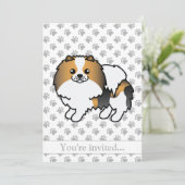 ハウンドトリコラーポメラニア犬かわいい犬の誕生日パーティー 招待状 (スタンド正面)